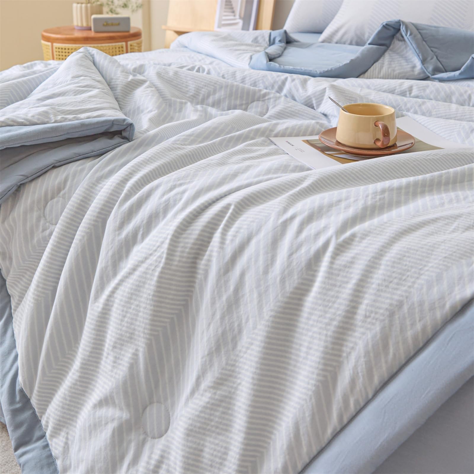 Odot Edredón Sin Funda 2.5 TOG Single A King (Cuadros 7,150x200cm) | Relleno Nórdico Verano Edredón Ligero y Transpirable Lavable a Máquina y Secado Rápido para las Noches Cálidas de Verano