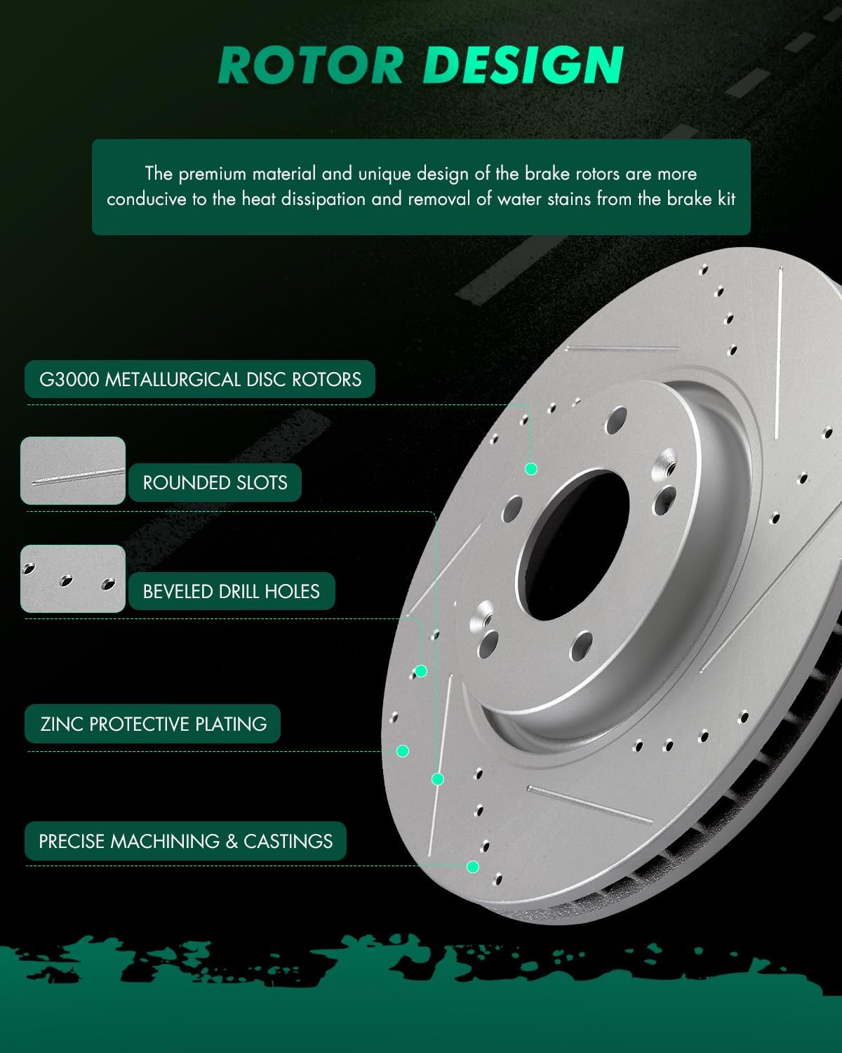 SCITOO Front Disc Brake Rotors Kits Fit For Hyundai Sonata/Tucson/Veloster,For Kia For Sportage/Forte/Forte Koup / Forte5 / Optima/Rondo