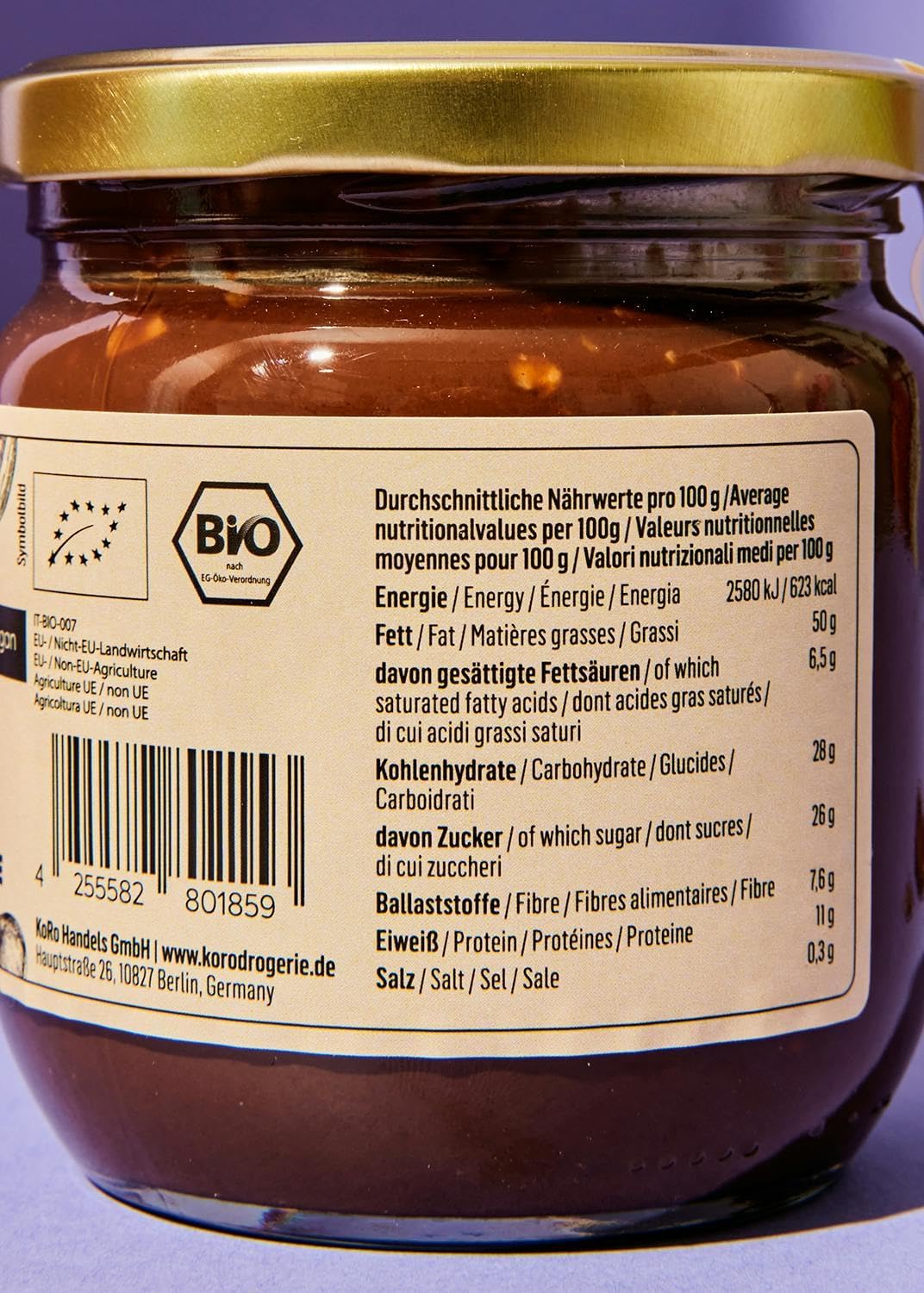 KoRo - Crema di nocciole e cacao crunchy bio 2 x 400 g - con pezzetti di nocciole - vegan - confezione doppia