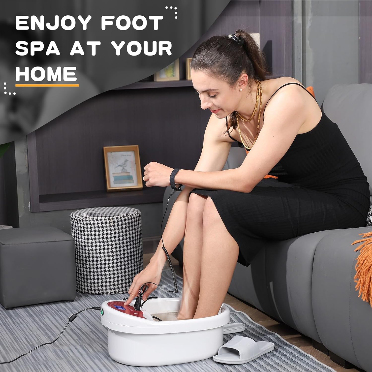 veicomtech Ionic Foot Bath Detox Machine, Foot Detox Machine, Ionic Foot Spa Kit with 10 Ginger Tablets 2 Arrays 25 Tub Liners for Home use or Salon