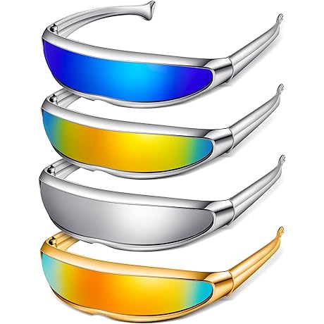 4 Pairs Futuristic Narrow Cyclops Sunglasses Robot Space Wanderer