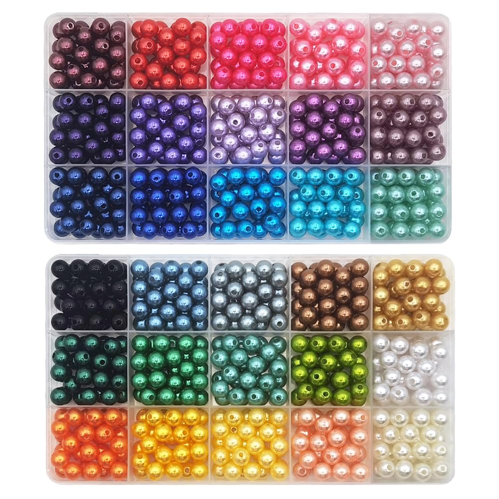INSPIRELLE 900-Piece 8mm 30-Color Pearl Bead Set