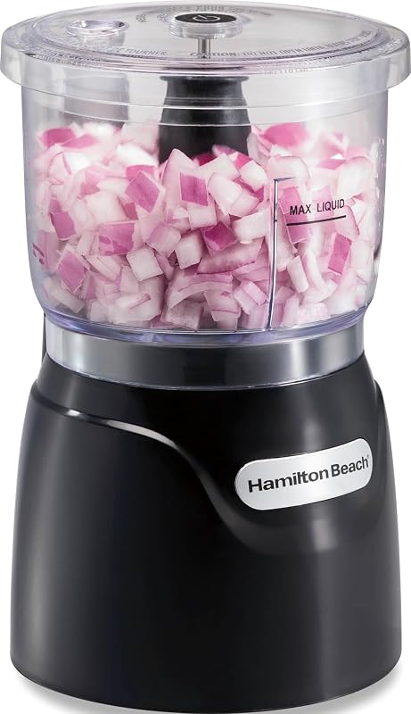 3 Cup Electric Vegetable Chopper & Mini Food Processor | Simple Stack & Press Design | 350 Watts & Stainless Steel Blades For Dicing, Mincing & Puree | Dishwasher Safe | Black