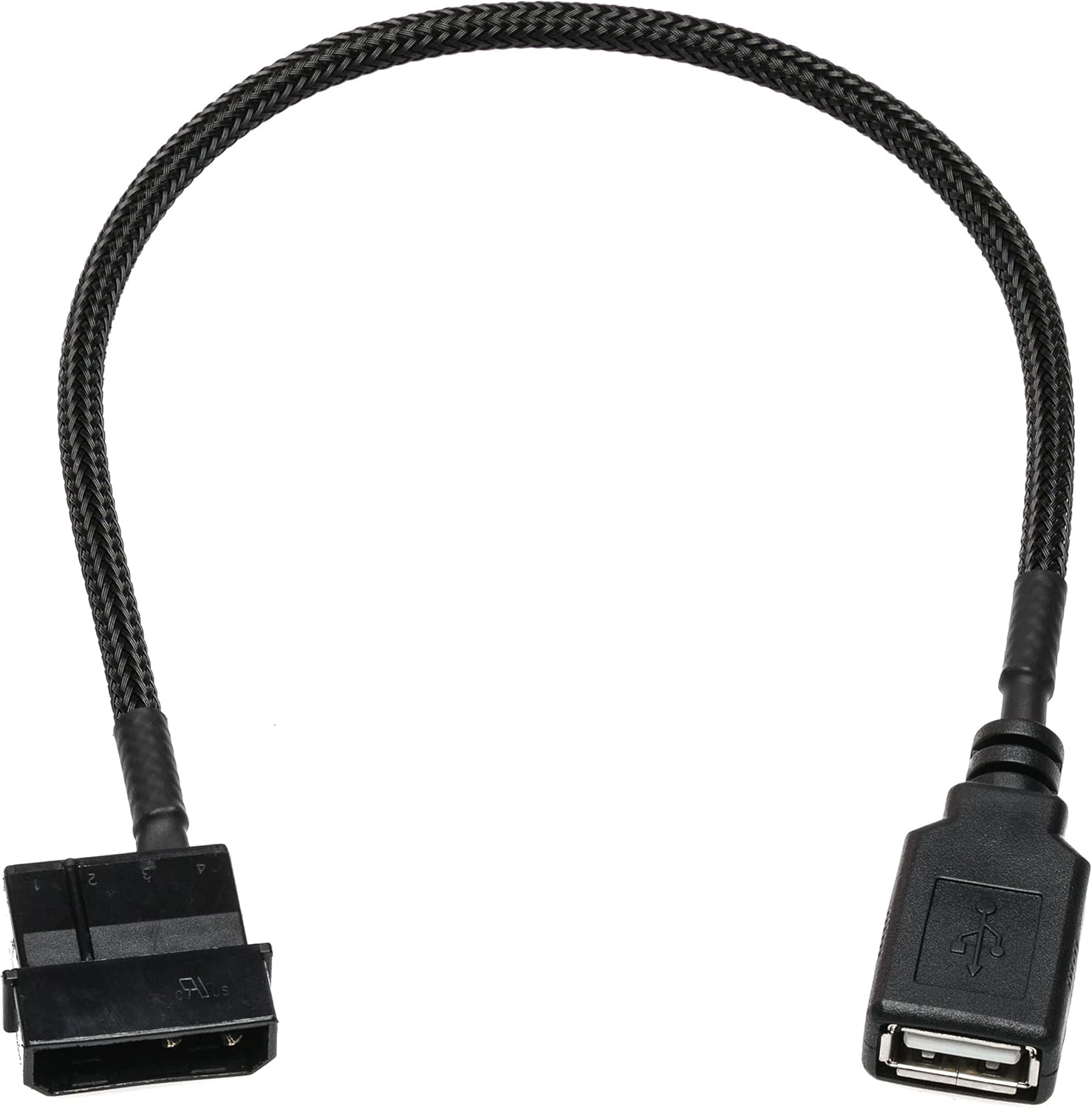 CRJ 4Pin Peripheral to 5V Female USB Power Sleeved Adapter Cable