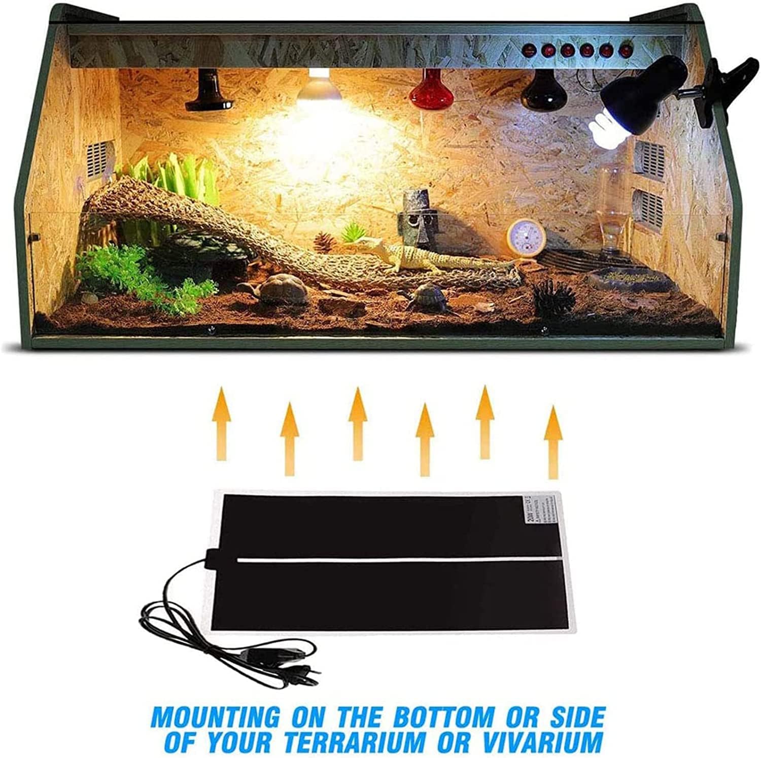 Reptile Heat Mat Reptile Heating Pad, Temperature Control Under Tank Heater, Plant Box Winter Heat Device, Pets Heating Mat For Reptiles Tortoise Snakes Lizard Gecko ( Size : 20W/42x28cm(16.5x11in) )