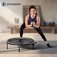 Vista 4 de Stamina Folding Trampoline with Smart Workout App, Black - Portable Fitness Rebounder for Home Gym, Cardio & Strength Training, Jumping Exercise