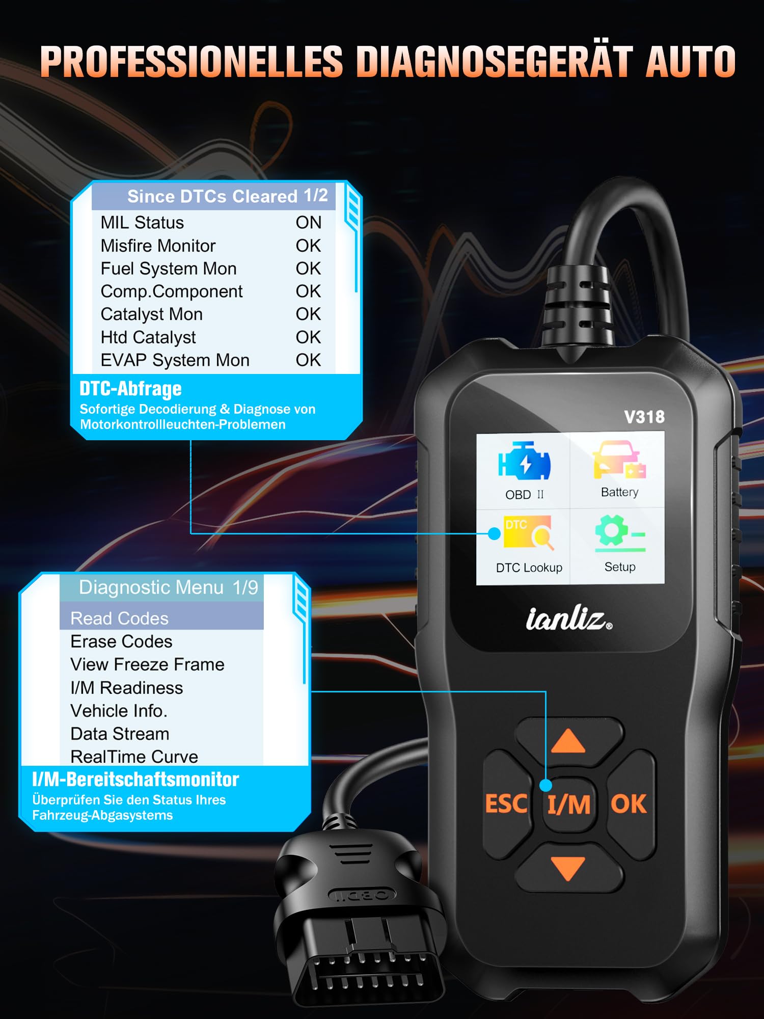OBD2 Diagnosegerät Universal - Auto Fehlerausleser Für Alle OBDII Fahrzeuge