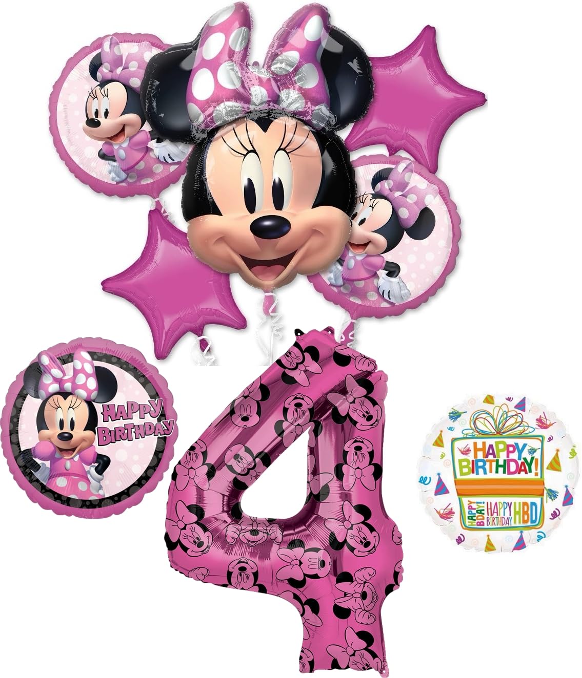 Anagram Minnie Forever 4th Birthday Party Supplies Balloon Bouquet Decorations