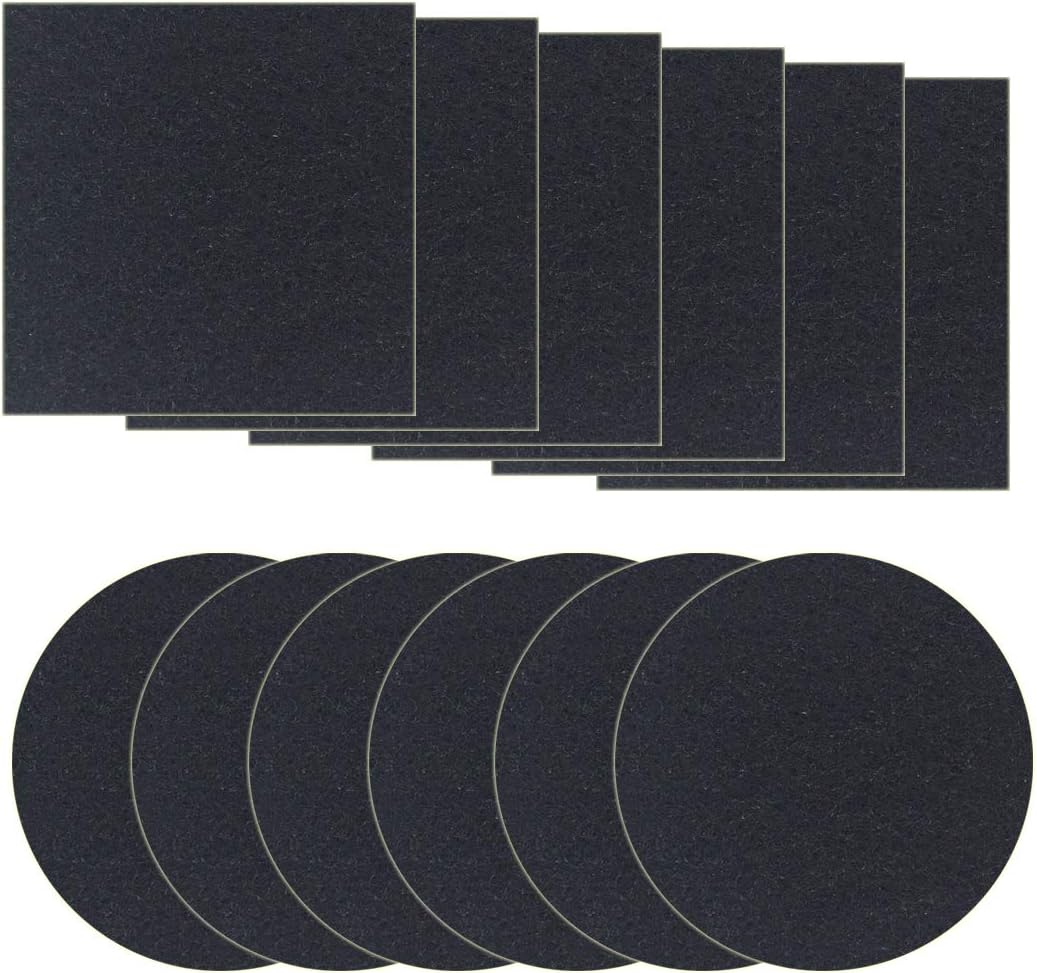 12 Pack Charcoal Filter for Compost Bin Filters Kitchen Replacement Home Bucket Refills, Round and Square 6.7 Inches