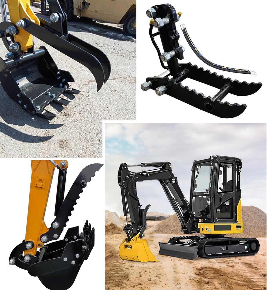Classic 3-Hole Hydraulic Thumb Attachment With L-Bracket For Mini Excavators Up To 3.5 Tons
