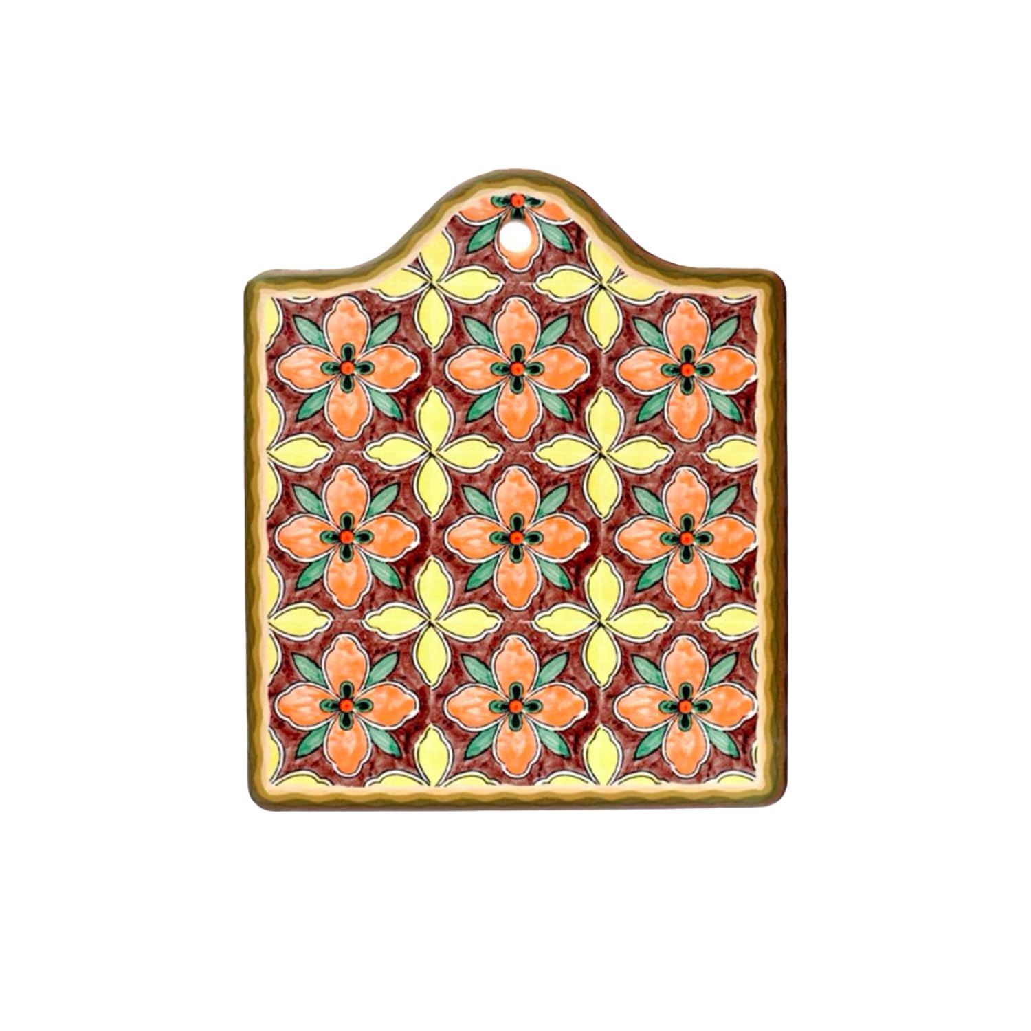 Luckte Orange Ceramic Trivets For Hot Pots And Pans，Waterproof Pads For Hot Dishes With Flower Patterns And Scratch Proof Cork Base For Kitchen Table (Orange)