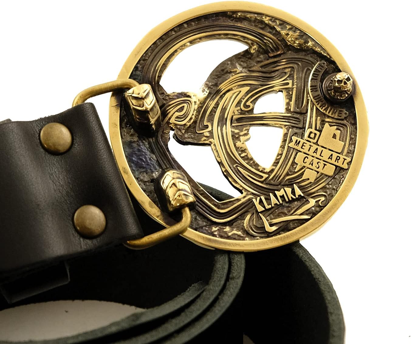 Leather belt with scandinavian buckle Ouroboros, World Serpent, Scandinavian, Nordic, Celtic, Norse dragon, solid brass belt buckle