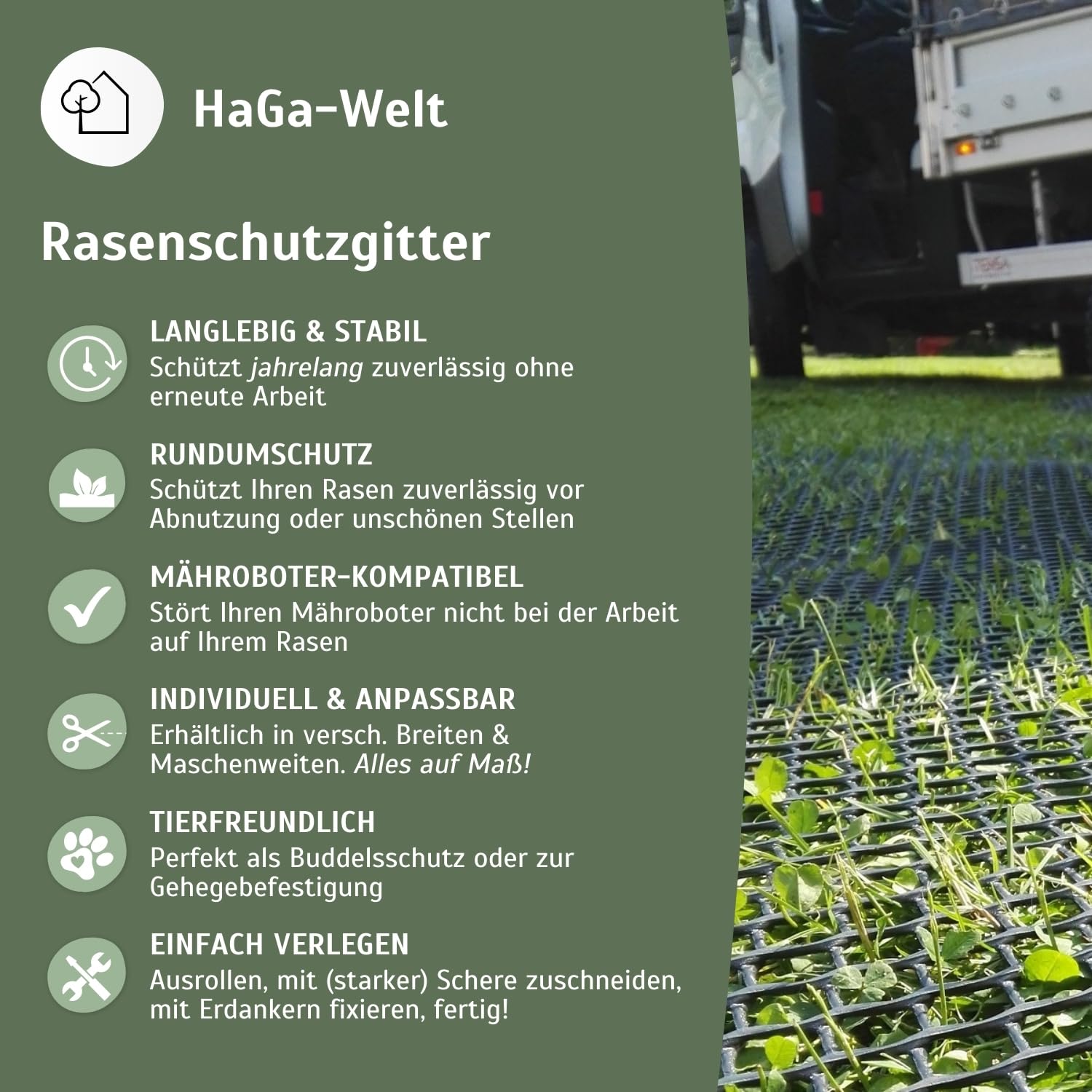 EraGreen Gazonbeschermingsrooster, 1,3 M Breed X 10 Lengte, Stabiel En Berijdbaar Gazonrooster Voor Tuin Oprit Kippenuitloop Begrafenis Compatibel Met Robotmaaiers 2921223816