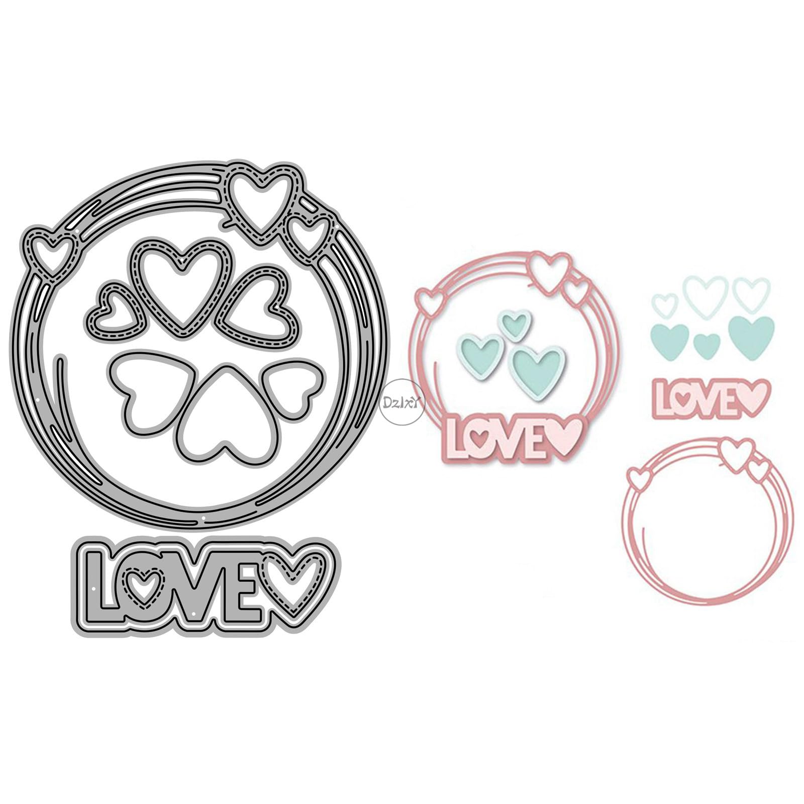 DzIxY Heart Shape Garland Words Love Metal Cutting Dies for Card Making Kit Embossing Paper Die Cuts Set Scrapbook Stencils Supplies Machine Templates