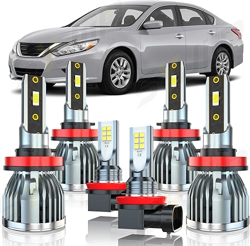 Miniatura 1 de SYJIIP Compatible con bombillas NISSAN ALTIMA para faros delanteros 2007-2018, haz alto H9 + haz bajo H11 + combo de bombillas antiniebla H11, 6000