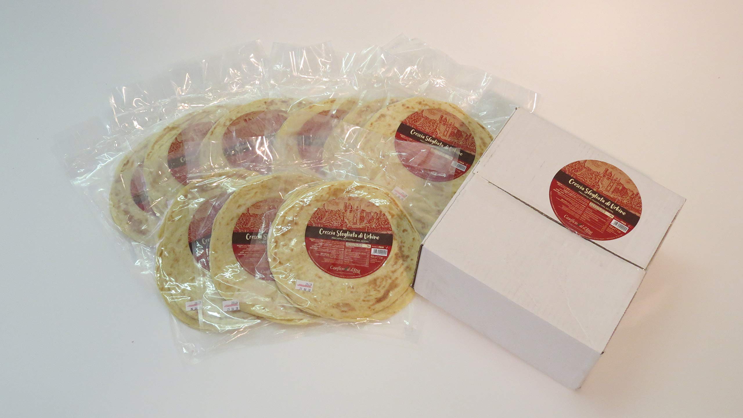 CARTONE DA 10 CONFEZIONI di Crescia Sfogliata di Urbino (450)
