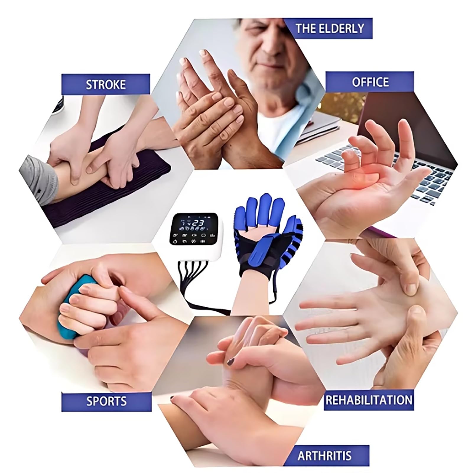 Guantes De Rehabilitación Robótica,hemiplejía Y Accidente Cerebrovascular Órtesis De Dedo,Equipo De Entrenamiento Para Aliviar Calambres(Right,X-Large)