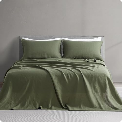 DAPU Pure Linen - Juego de sábanas de 100% lino francés de Normandía, transpirables y duraderas para personas que duermen con calor, juego de 4 disponible en Yaxa Peru