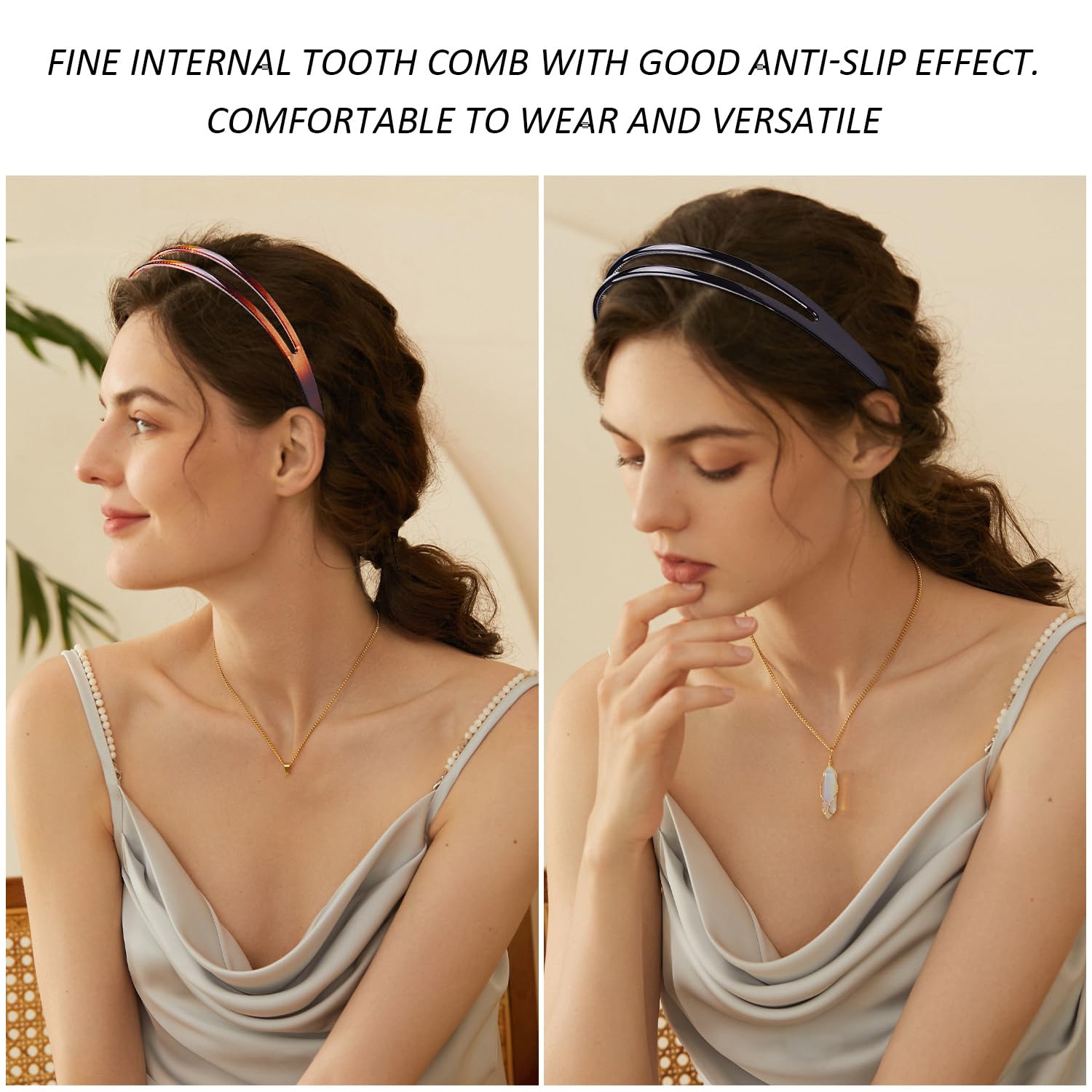 CYNOSURETECH Pack of 2 Plastic Headbands, Double Row Tooth, Women Makeup, Makeup Remover - Image 4