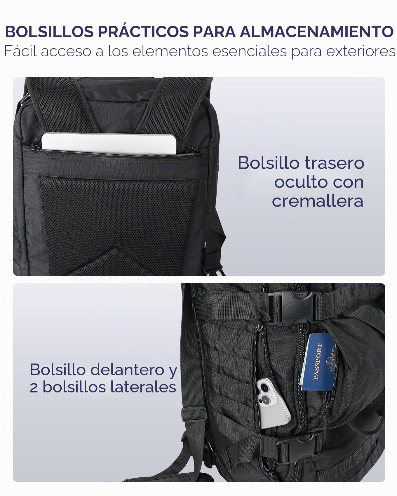 Arxus Mochila Táctica 60L, Grande Bolsa de Viaje y Deporte para Hombre Mujer, 3-en-1 Backpack Bolso de Mano Bolsos Bandolera, Aire Libre Mochila para Senderismo Trekking Camping