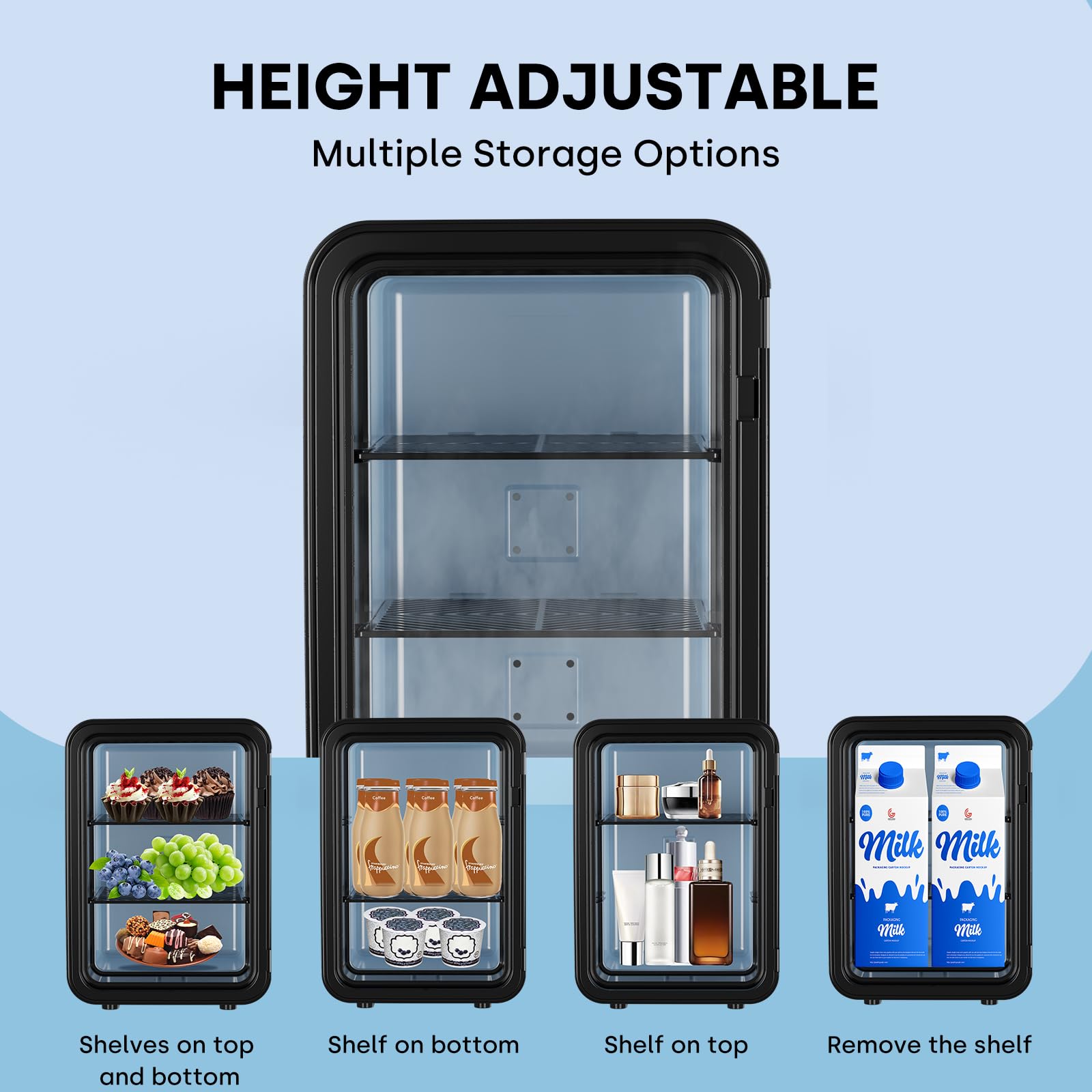 Enventor Mini Frigo de Chambre 10L, Petit Frigo Double Système de Refroidissement 12V/220V, Refroidissement et Chauffage, Compact Fridge Cosmétique