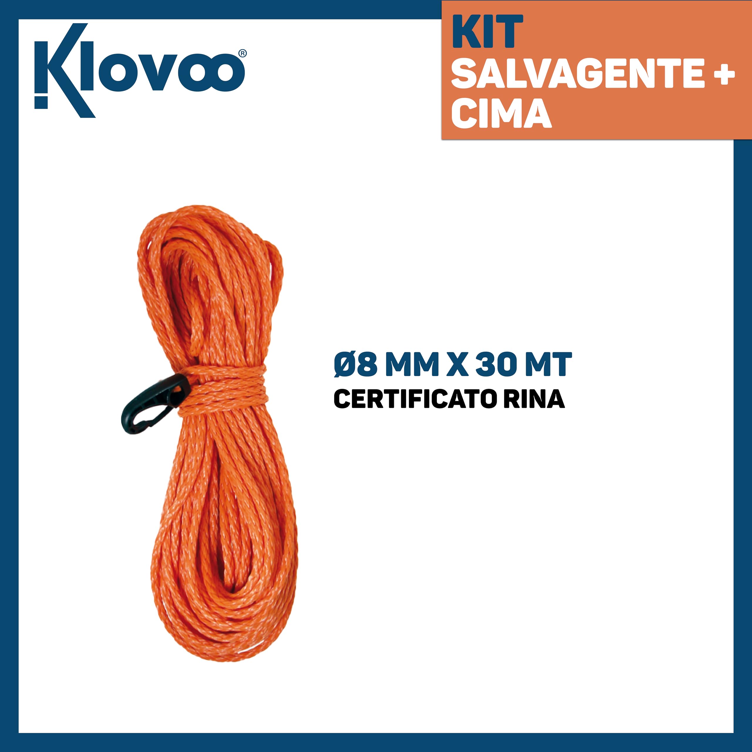 Bague de sauvetage avec sommet flottant Klovoo, homologués et certifiés solas et med – Certifié RI.NA – pour bateau, bateau pneumatique