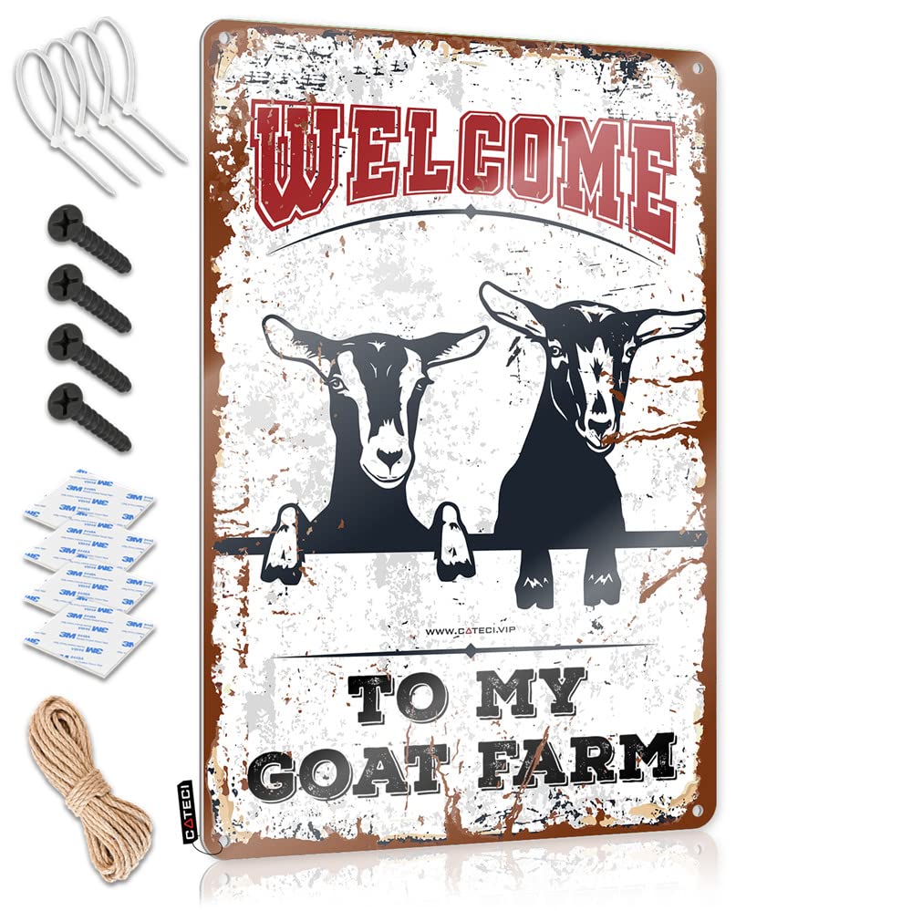 Metal, Cool Wall Decor Funny Gift For Cook Wall Decor, Feminist Rustic Metal Tin Sign For Man Cave | Outside Holiday Gift Custom Welcome To My Goat Farm(30X40CM)