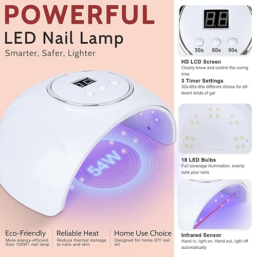 Miniatura 4 de Q978 - Kit de esmalte de gel semipermanente con kit de iniciación de luz UV, secador de uñas de 54 W, 27 tonos de piel, colores diarios, kit de