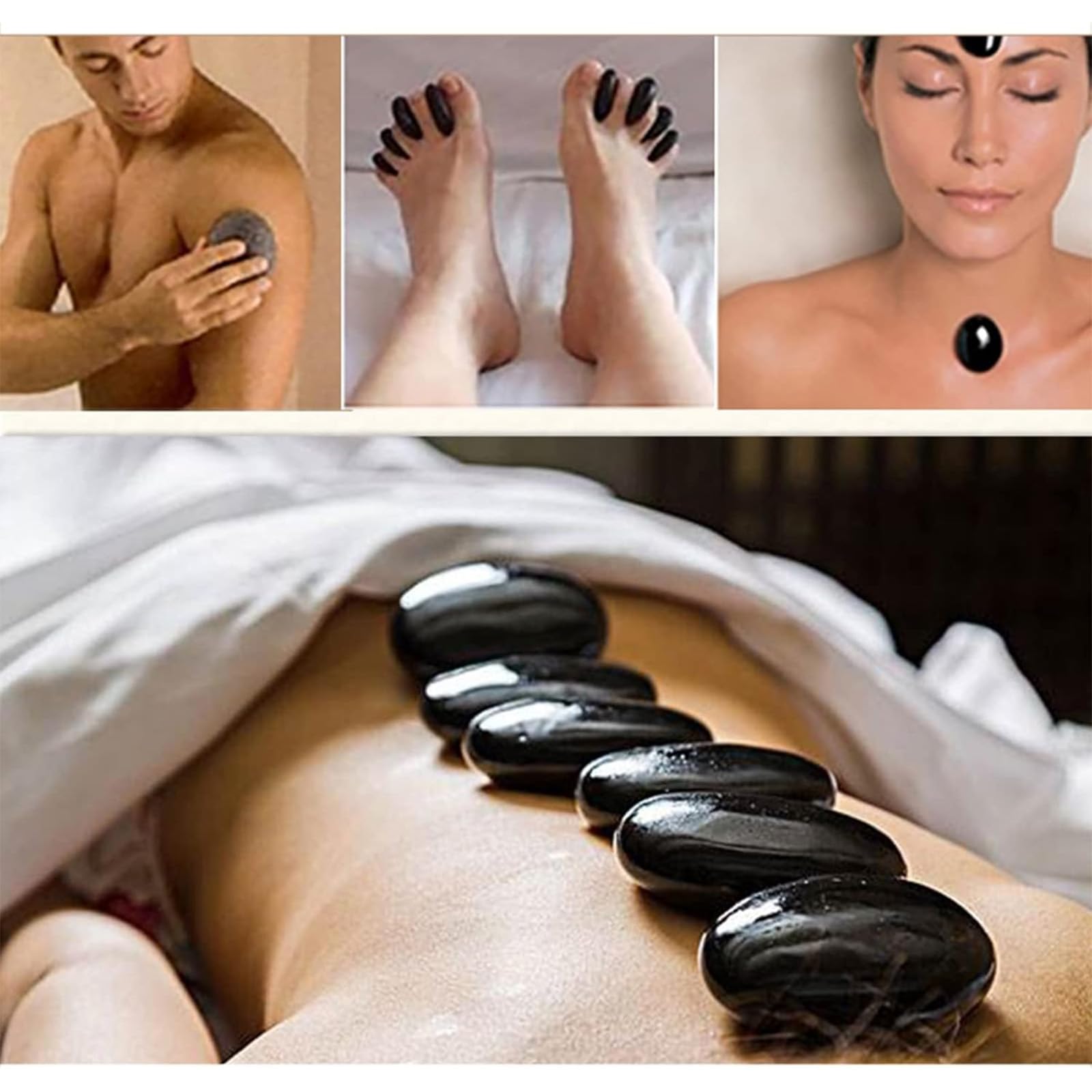 16-teiliges Set Für Die Massage Mit Heißen Steinen, Tragbarer Wärmer Mit Heizfunktion, Zur Schmerzlinderung Und Entspannung – Ideal Für Die Anwendung Zu Hause Im Rahmen Von Wellnessanwendungen.
