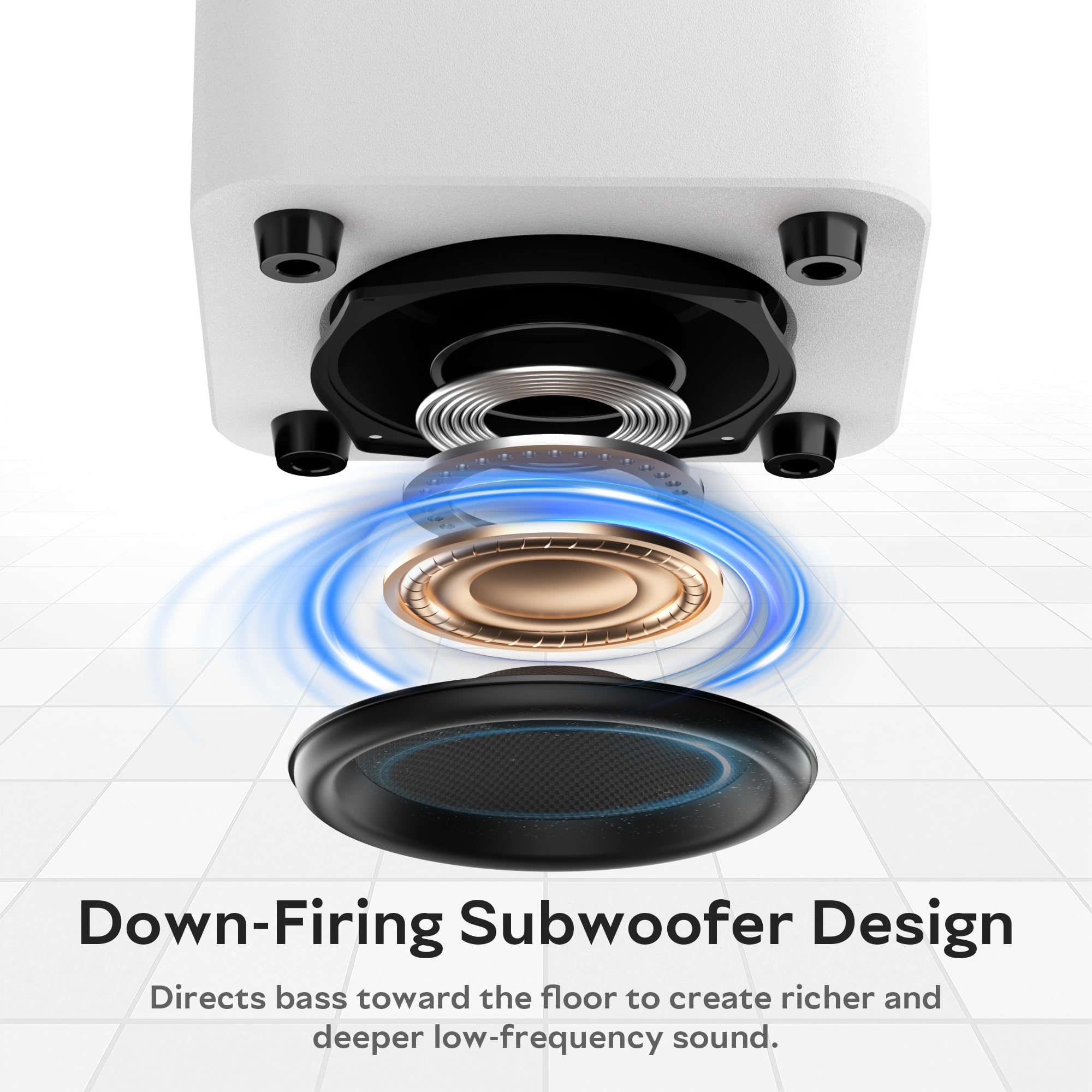 OHAYO Subwoofer da 60 W alimentato a bassa potenza, subwoofer attivo con amplificatore digitale di classe D integrato, bassi profondi, piedini antivibrazioni, alloggiamento compatto in legno per casa