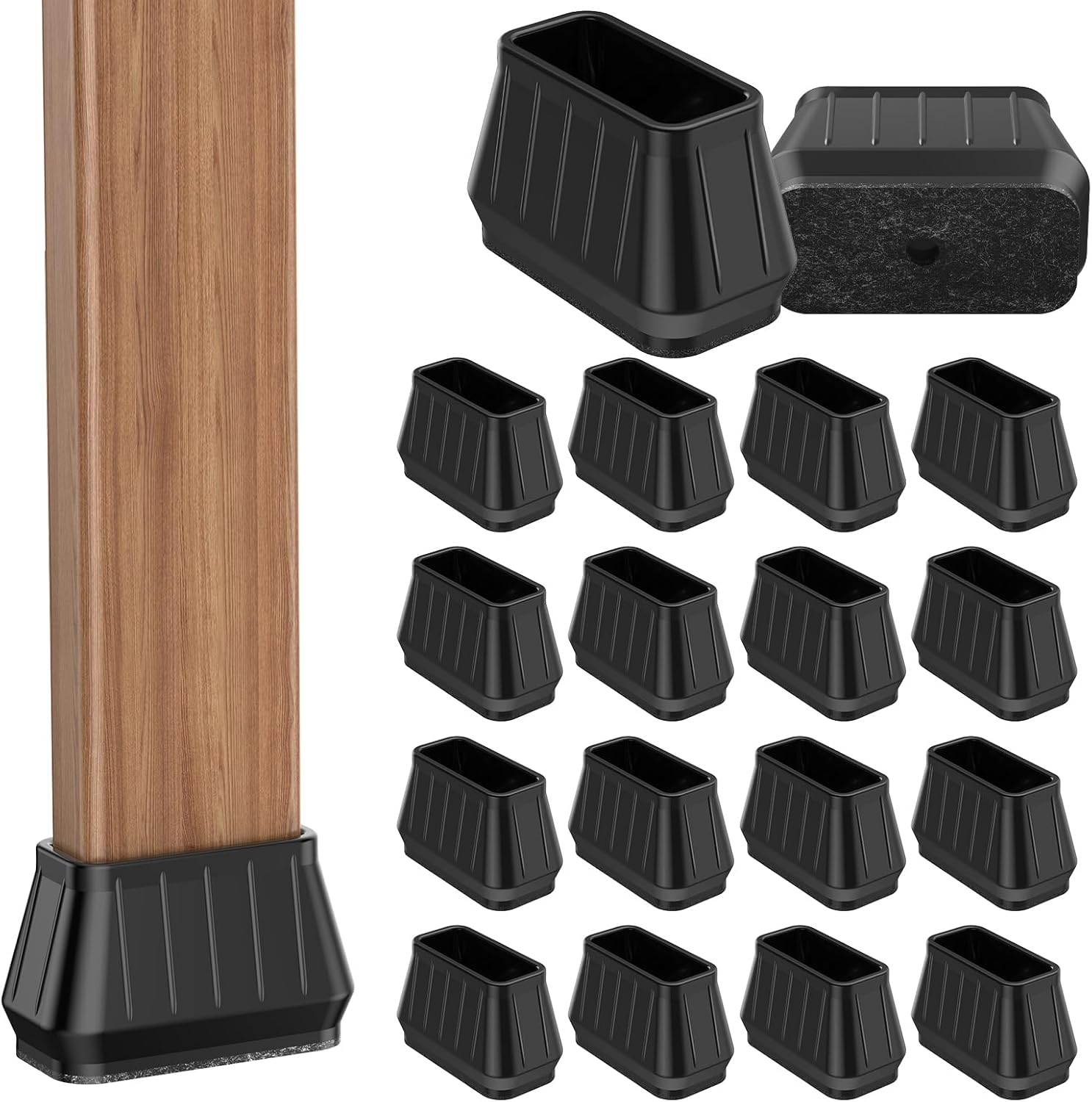 24PCS Upgraded Silicone Chair Leg Floor Protectors for Hardwood Floors, Furniture Sliders for Chair Legs, Felt Bottom Furniture Pads, Anti-Slip Round&Square Cap Covers to Scratch and Reduce Noise