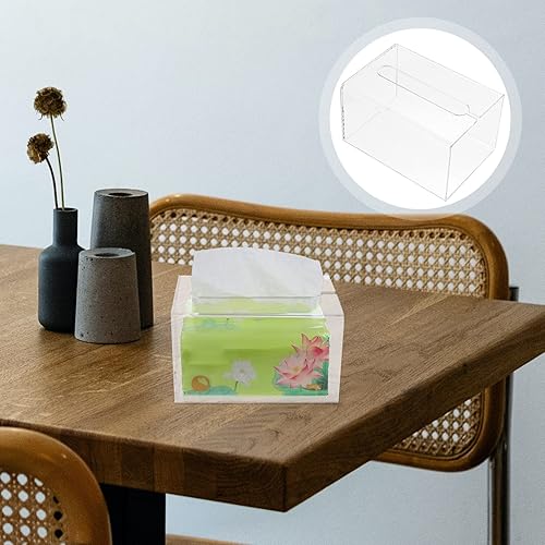 Miniatura 6 de Zerodeko Caja de pañuelos de acrílico transparente montada en la pared, dispensador de pañuelos faciales, caja de secadora, contenedor de hojas,