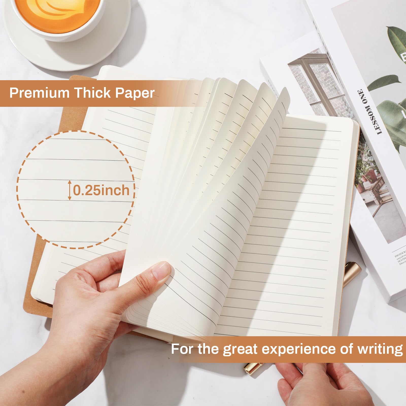 Zhanmai 10 Stück Back to School A5-Papier-Notizbuch-Nachfüllpackungen, nachfüllbare Notizbucheinlagen, Kraftpapier, Reisetagebücher für Büro, Schule, Schreibbedarf, 100 Blatt/200 Seiten (liniert)