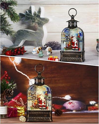 Miniatura 2 de Linterna de globo de nieve de Navidad, globo de nieve, nieve brillante de Papá Noel, adorno de Navidad, 3 ajustes de baterías o cable USB,
