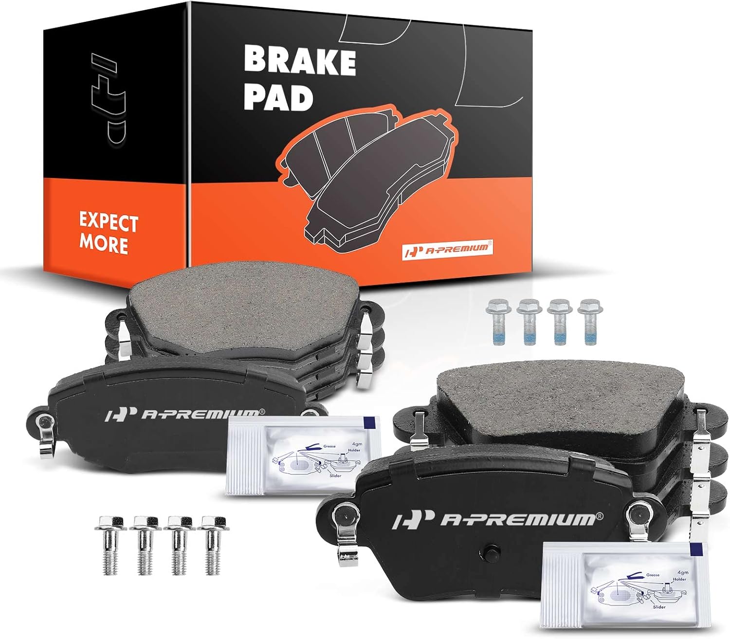 A-Premium Front and Rear Ceramic Brake Pads Set Compatible with Jaguar Models - X-Type 2002 2003 2004, with Hardware, 8-Pack
