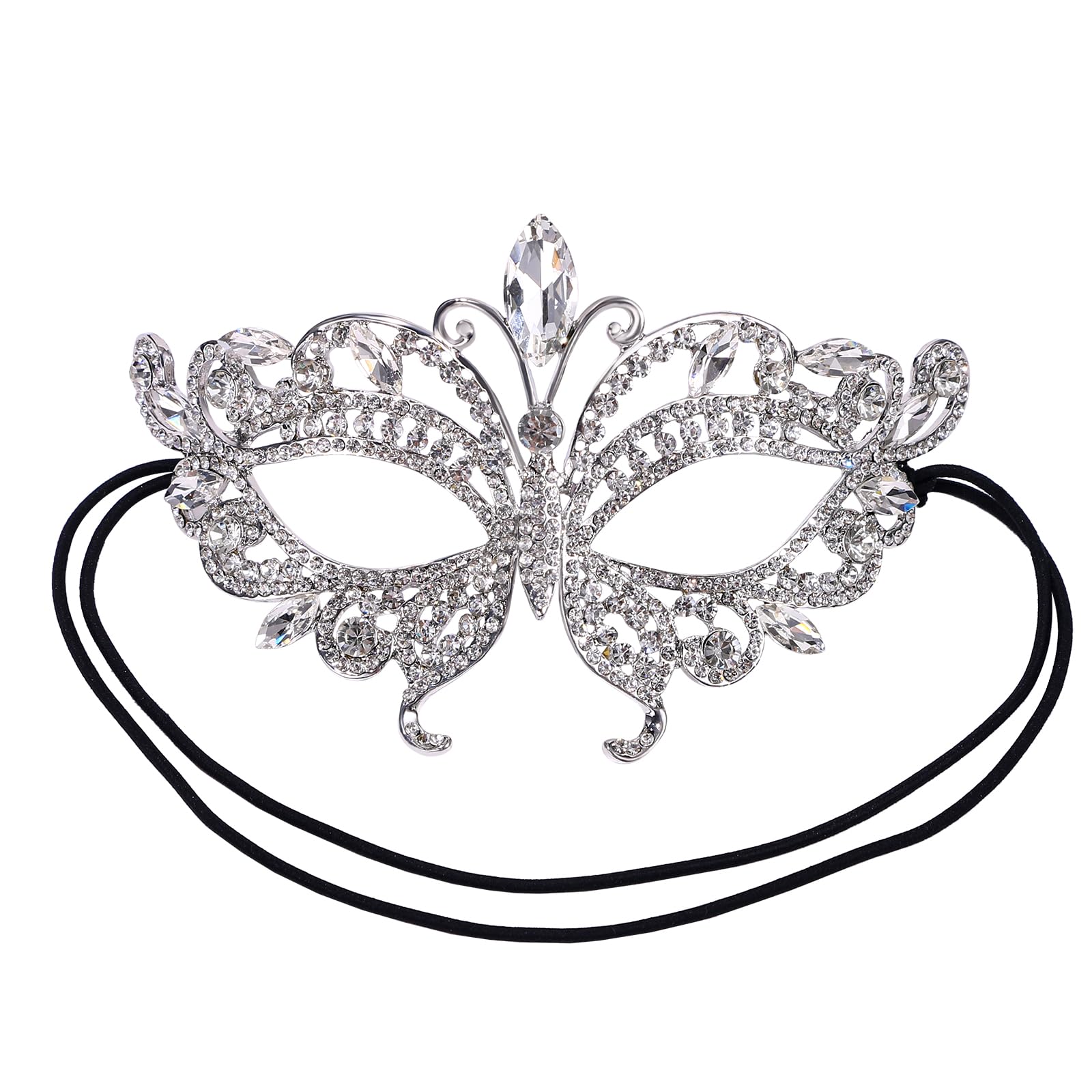 Oidea Luxury Rhinestone Fancy Mask - Venetian Mardi Gras Mask for Women's Costume Parties, Silver