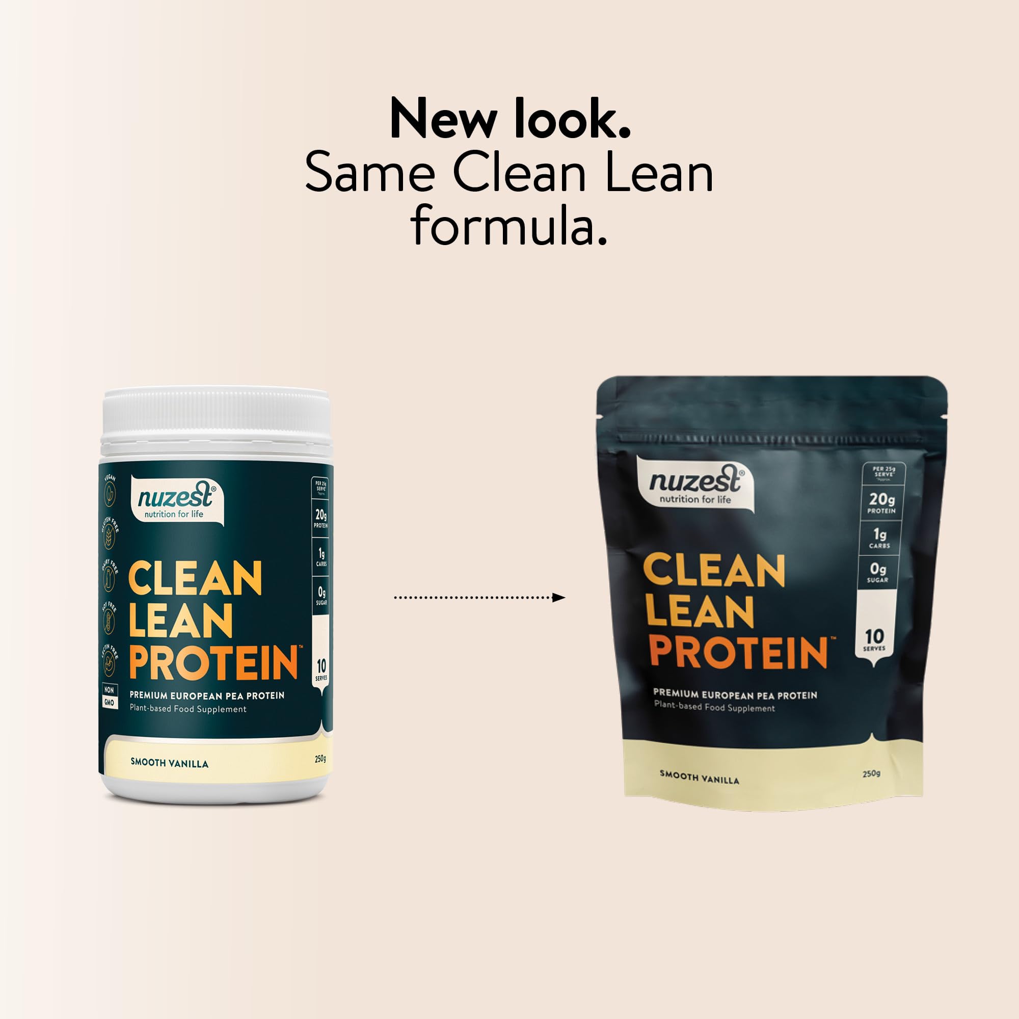 Nuzest - Erbsenproteinpulver - Clean Lean Protein - Vanille - Veganer Proteinshake - Pflanzenbasiert, Kalorienarm & Kohlenhydratarm - Glutenfrei - Milchfrei - 250g (10 Portionen)