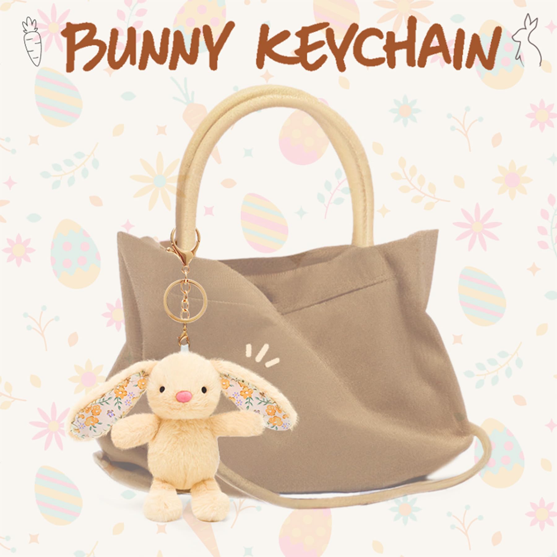 LUICONMO Teen Easter Basket Stuffers, Easter Gifts for Women Teens Adults Cute Bunny Plush Keychain Gifts for Teens Girl with Ceramic Carrot Candle Easter Gifts for Teen Girls Boys