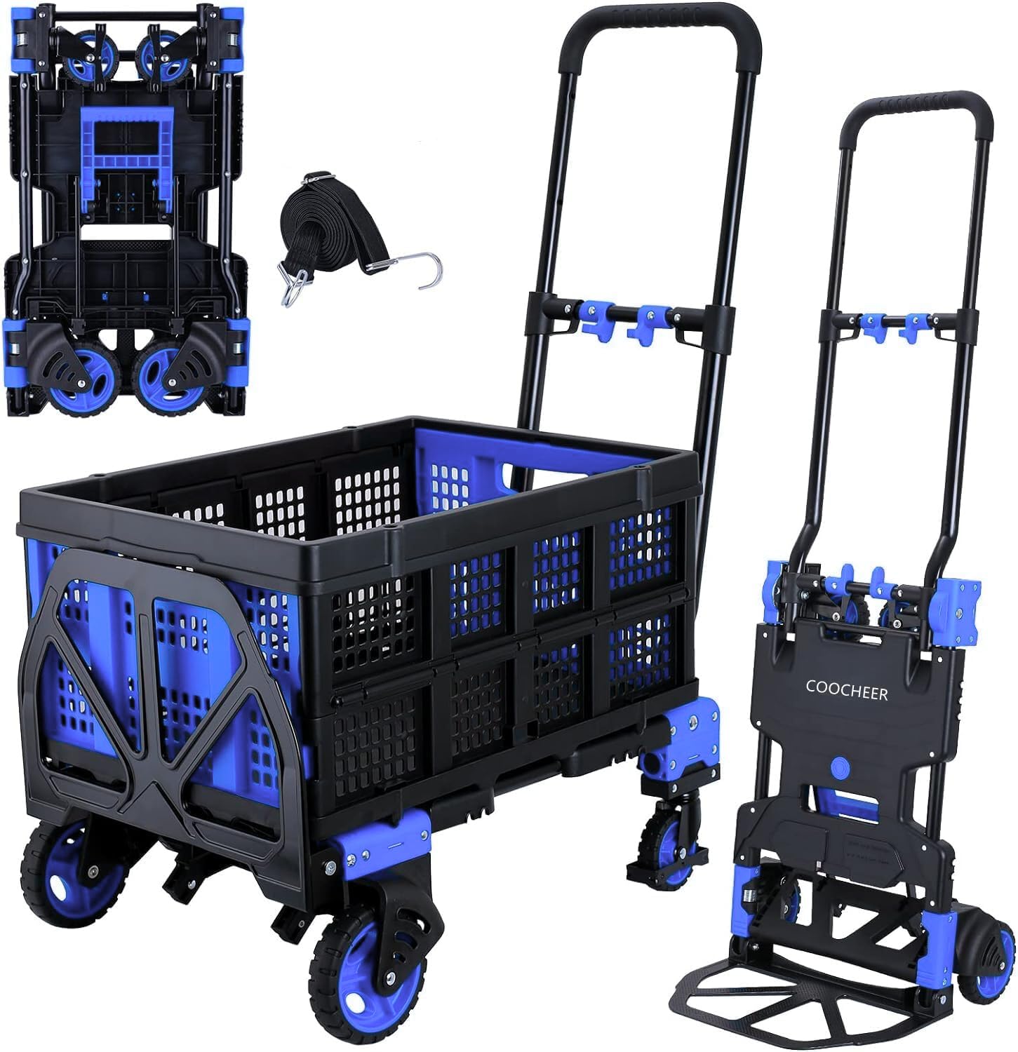 330lbs Hand Truck with Folding Basket, 2-in-1 Aluminum Foldable Dolly Cart
