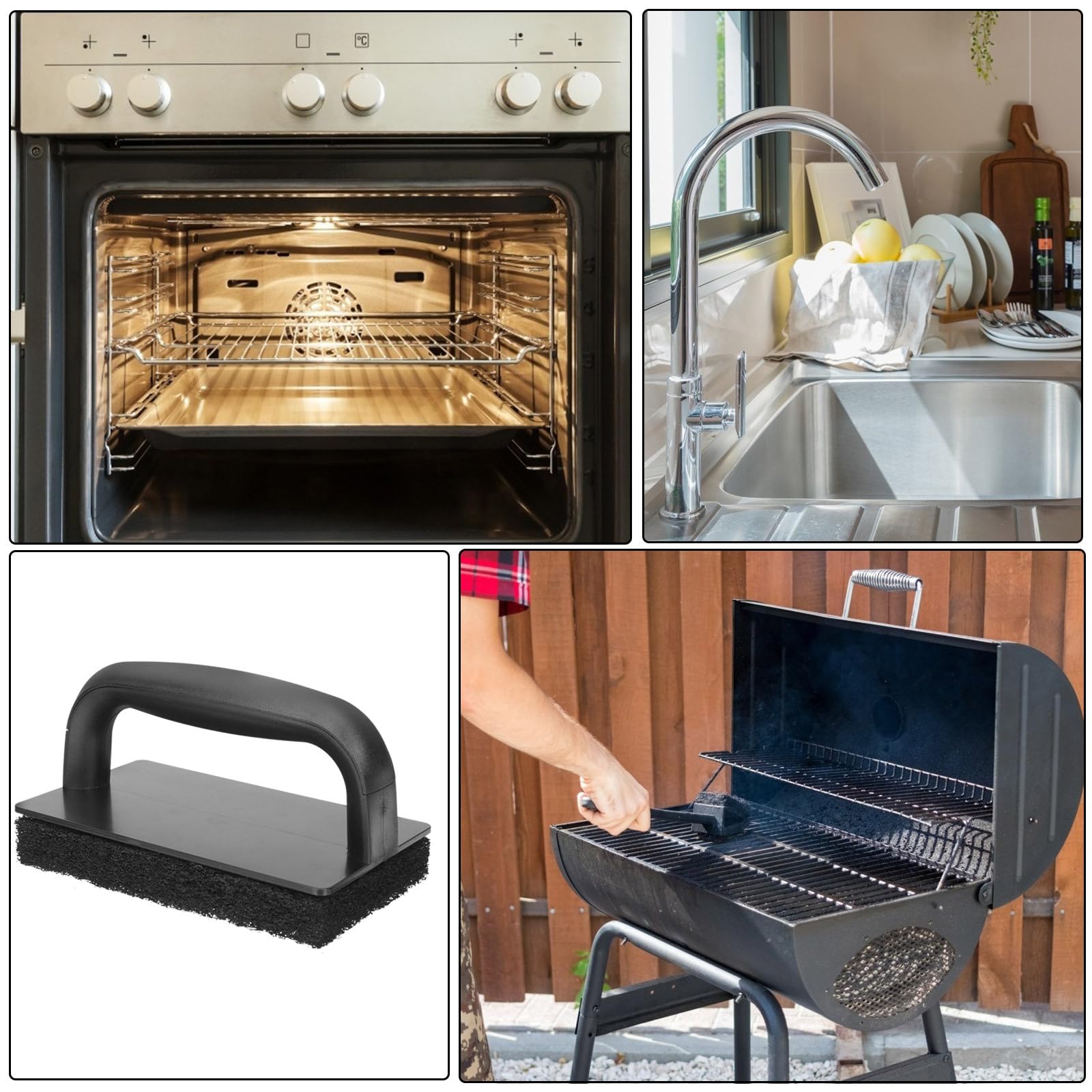 Set de Brosses Cuisine Noires PP pour Nettoyage Barbecue et Plancha
