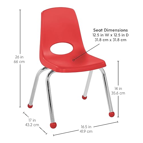 Miniatura 2 de Factory Direct Partners 14005-AS - Silla escolar apilable de 14 pulgadas, asiento apilable para estudiantes con patas de acero cromado y