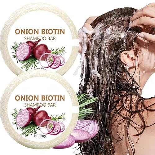 Miniatura 2 de Onion Biotin - Barra de champú con romero para cabello, barra de champú natural para hombres y mujeres (1 unidad, 2.12 oz)