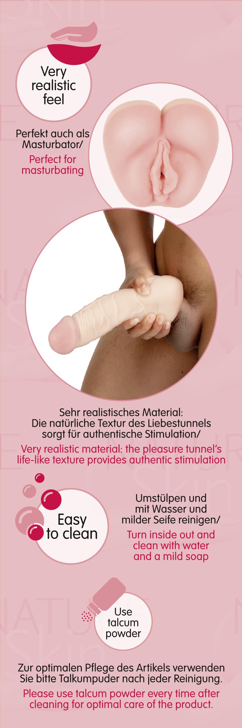 2in1 Extension + Mastubator - gefühlsechter Penis-Stimulator für Männer, zur Penisverlängerung, realistisch, hautfarben hell