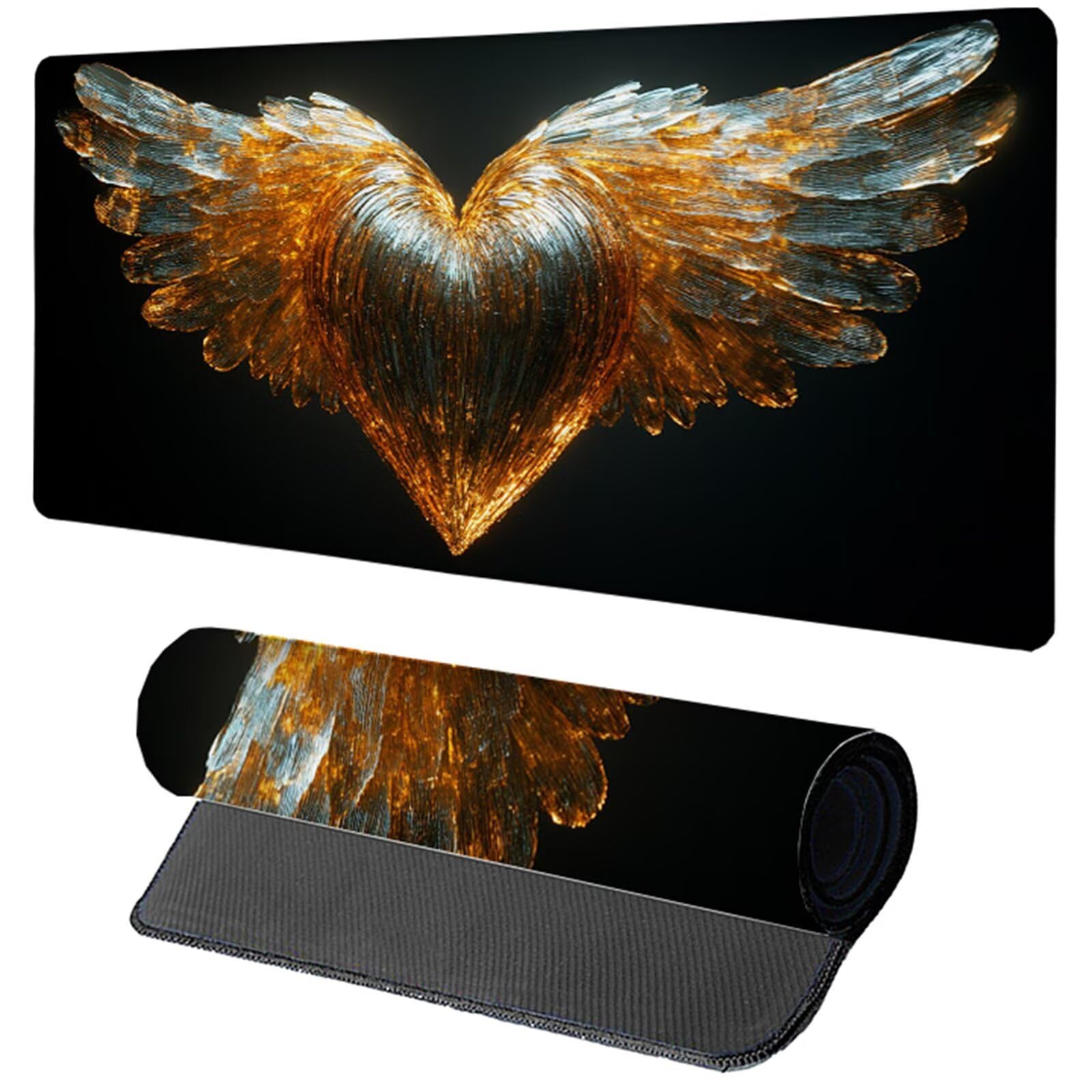 Podkładka pod mysz Biurko Czarna XXL 1200 x 600 x 3 mm, Skrzydło Podkładka Pod Myszkę Do Gier, Poprawia Dokładność I Prędkość, Wodoodporna Mata Na Biurko Dla Graczy Akcesoria Do Komputera PC 6-6376