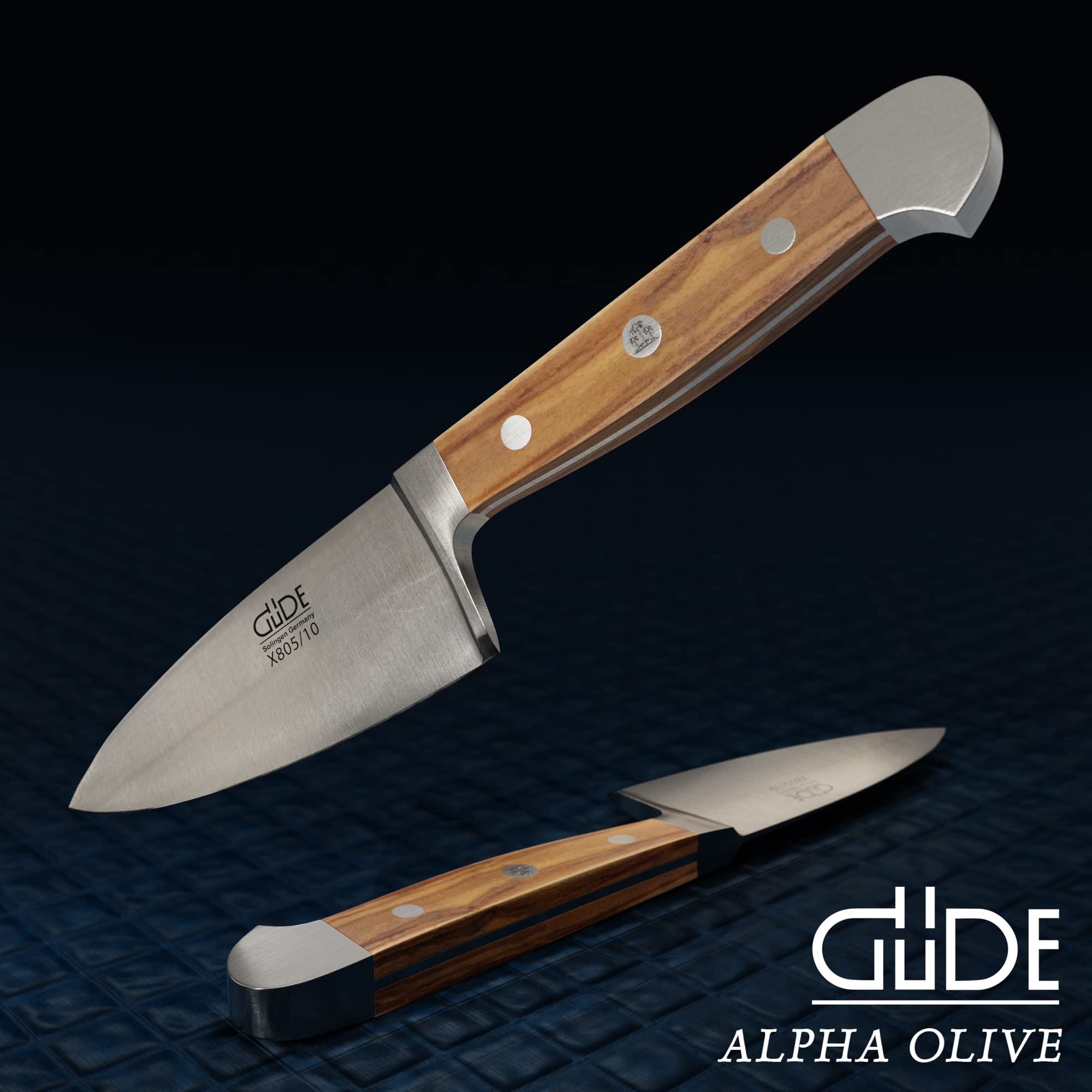 Güde Solingen - Couteau à Fromage à pâte Dure Couteau à Fromage forgé, 10 cm, Bois d'olivier, Alpha-Olive - Double mitre, fabriqué à la Main en Allemagne