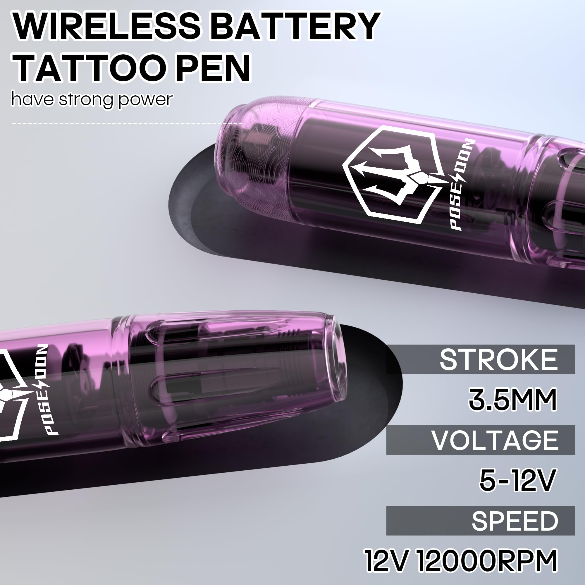 POSEIDON Tattoo Kit Tattoo Gun Kit, Tattoo Pen Kit with 2PCS 1400mAh Power Supply and 11 Tattoo Inks, Tattoo Machine Kit with 20pcs Tattoo Needles for Beginers