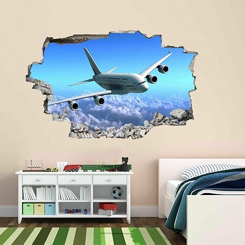 Miniatura 67 de Calcomanía de pared de animales, tatuaje de pared 3D de tiburón destrozado, removible, calcomanías de pared para habitación, calcomanías