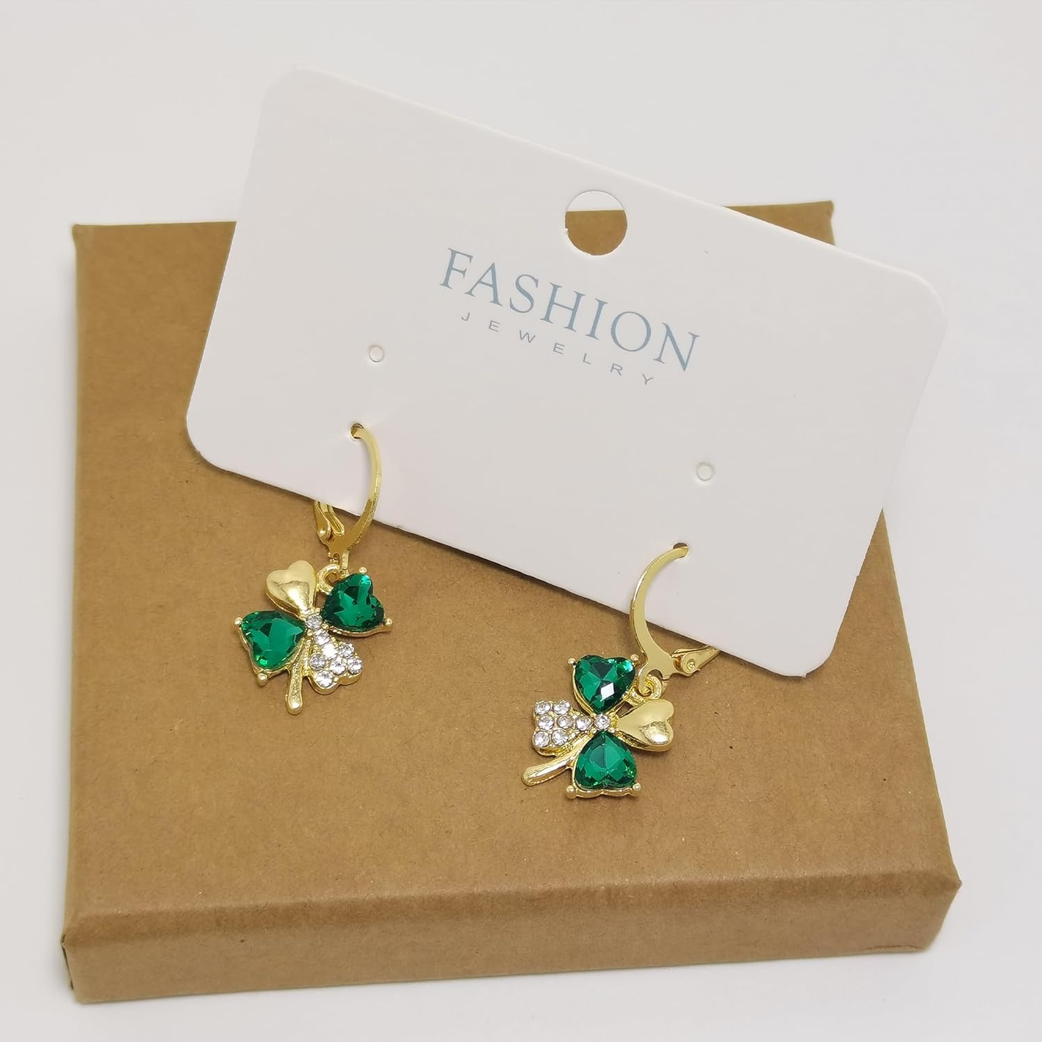 Crystal Leaf Clover Earrings-Green St.Patrick's Day Earrings for Women-Shamrock Earrings-Irish Earrings Jewelry for Women - Image 5