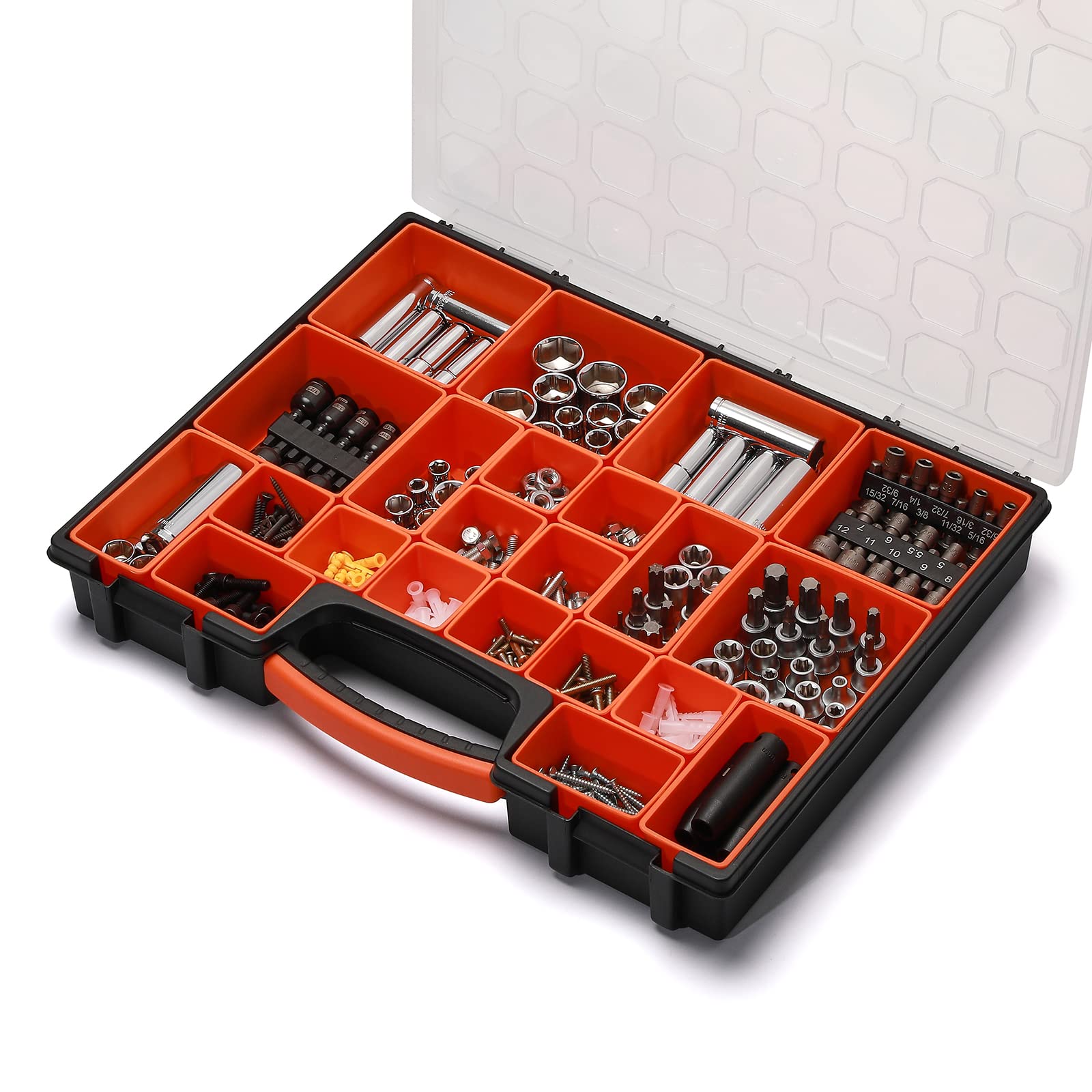 2 scatole multiuso per attrezzi, organizer professionale con 22 scomparti per bidoni, organizer per scatole per hardware, viti, bulloni, dadi, chiodi, strumenti, arti