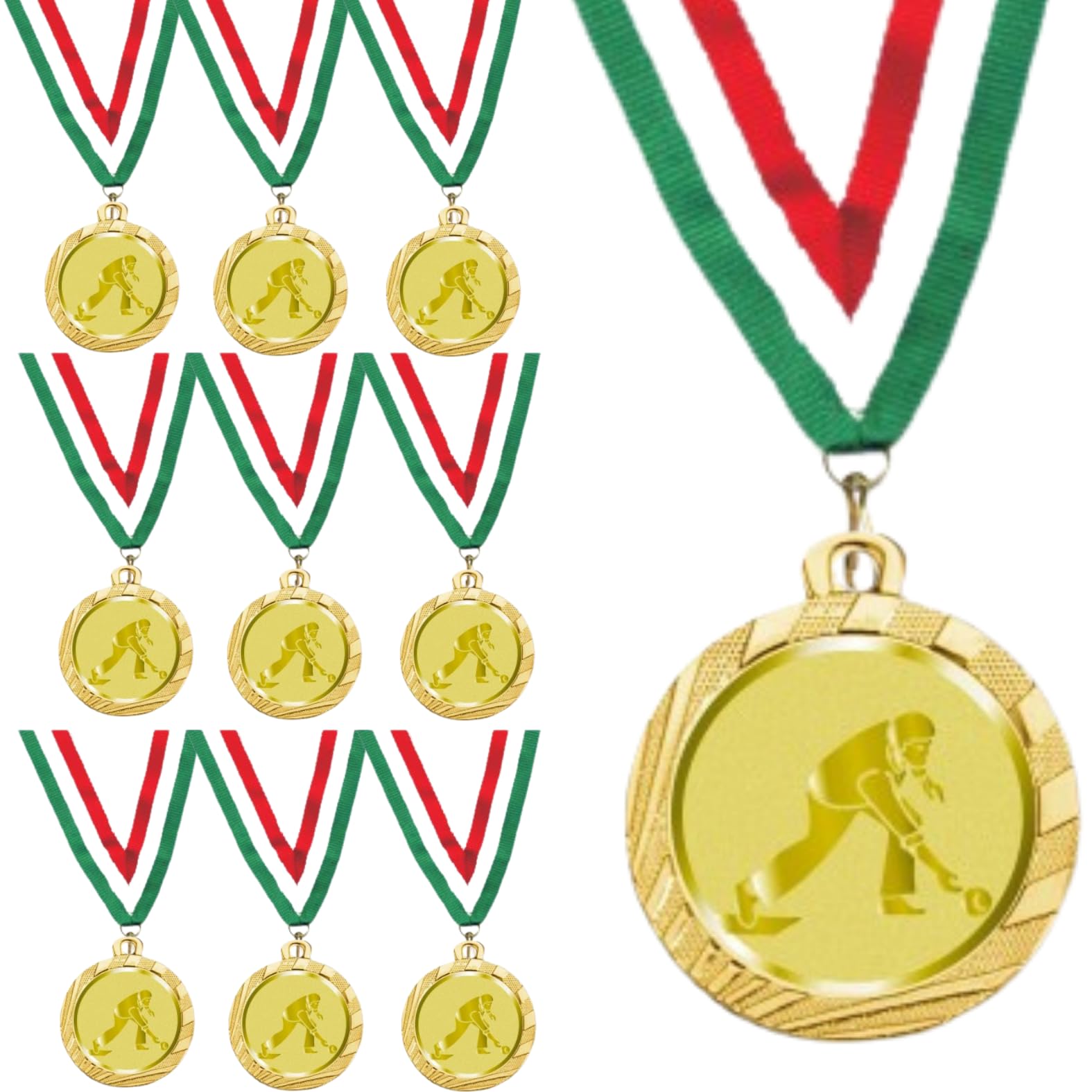 Stock Medaglie Personalizzate Premiazioni Bocce da 3,2 cm con Laccetto Medaglia Personalizzabili in Metallo con Stampa Personalizzata, Sport | 23.00.32.G